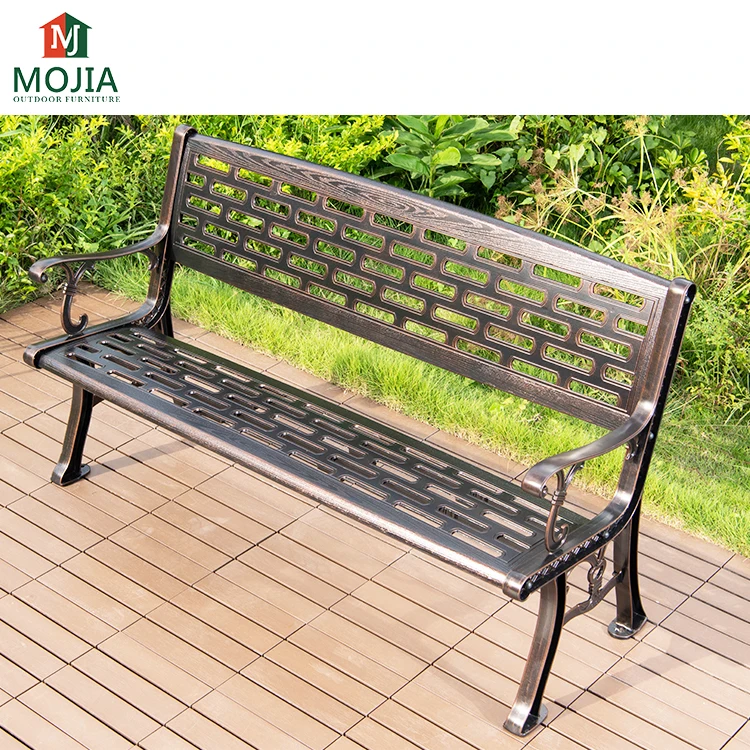 Anti-rust Waterproof Durable Metal Outdoor Decorative Cast Aluminum Garden Furniture Park Bench