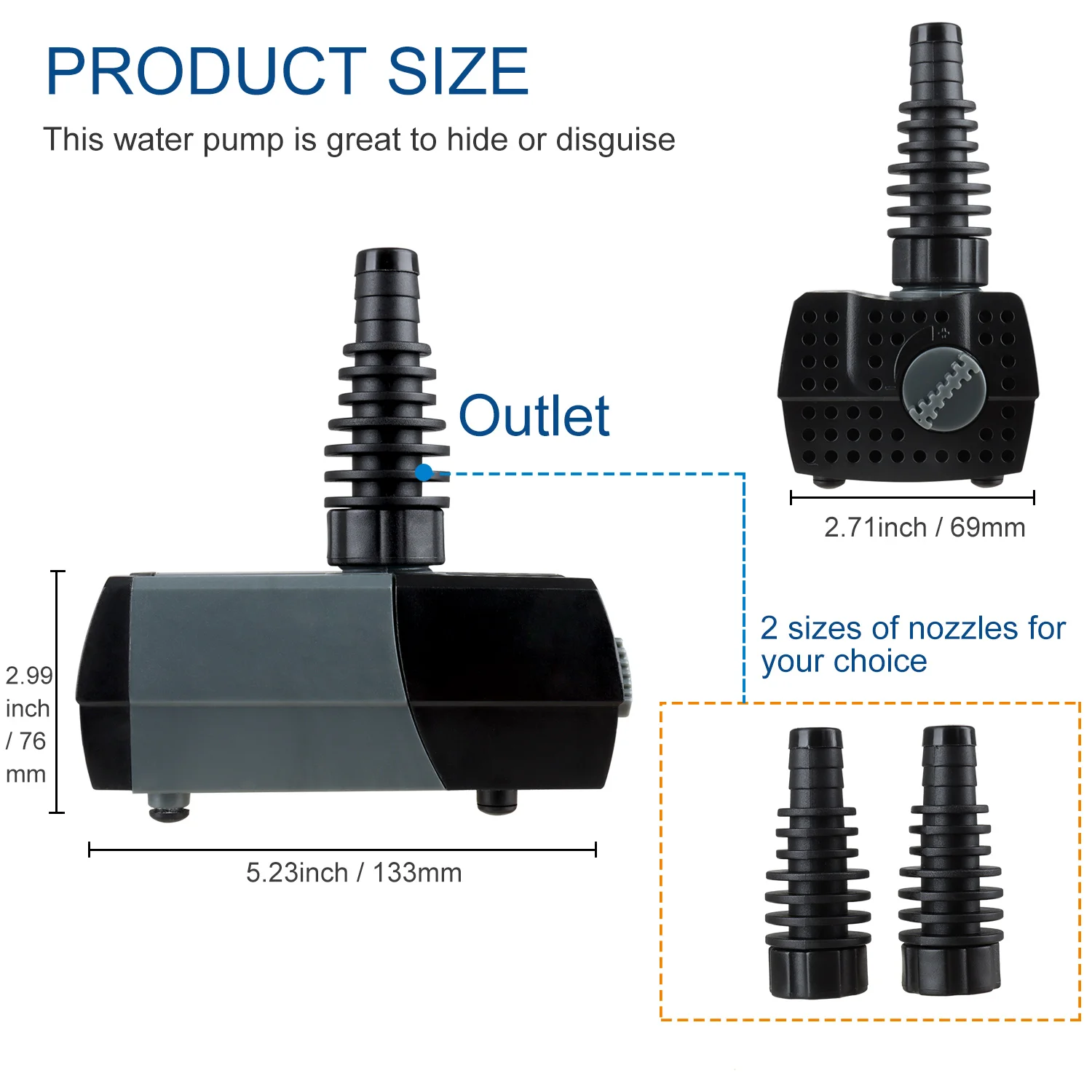 Heto Aquarium pump,370GPH Submersible  pump  High Lift Water pump for Aquariums,koi pond pump
