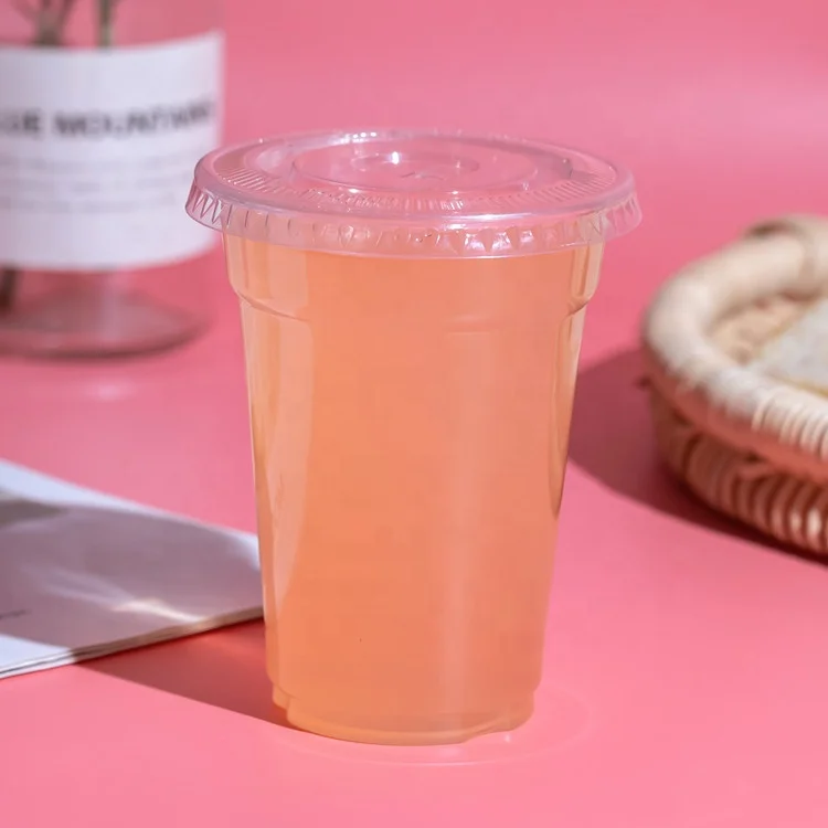 9oz 250ml disposable eco-friendly plastic kiwi juice milkshake  iced coffee cups with lids