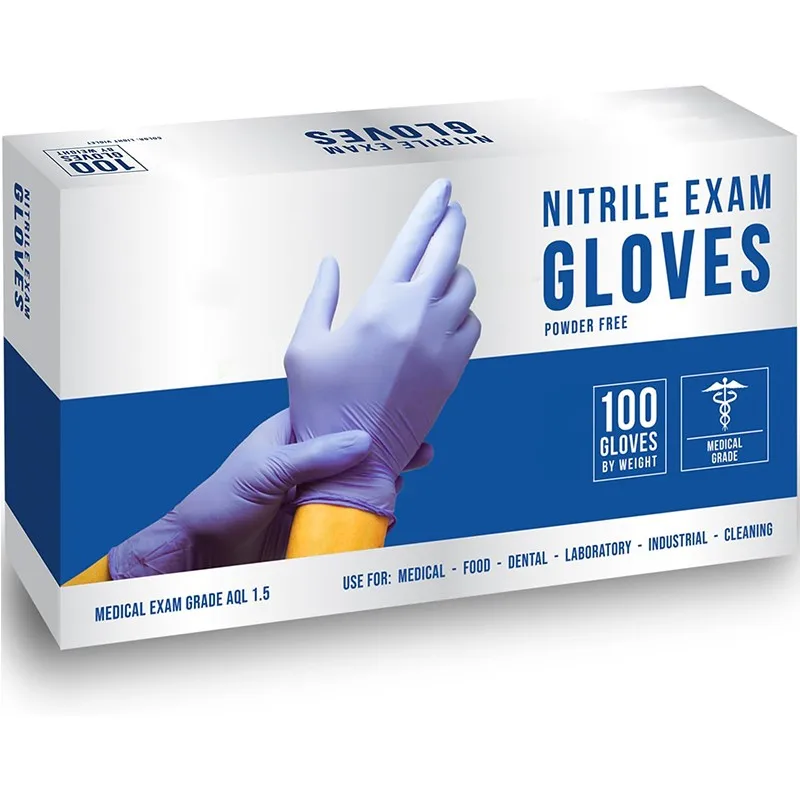 Custom Logo 100Pcs Medical Grade Disposable Blue Nitrile Exam Gloves Powder Free Latex Free