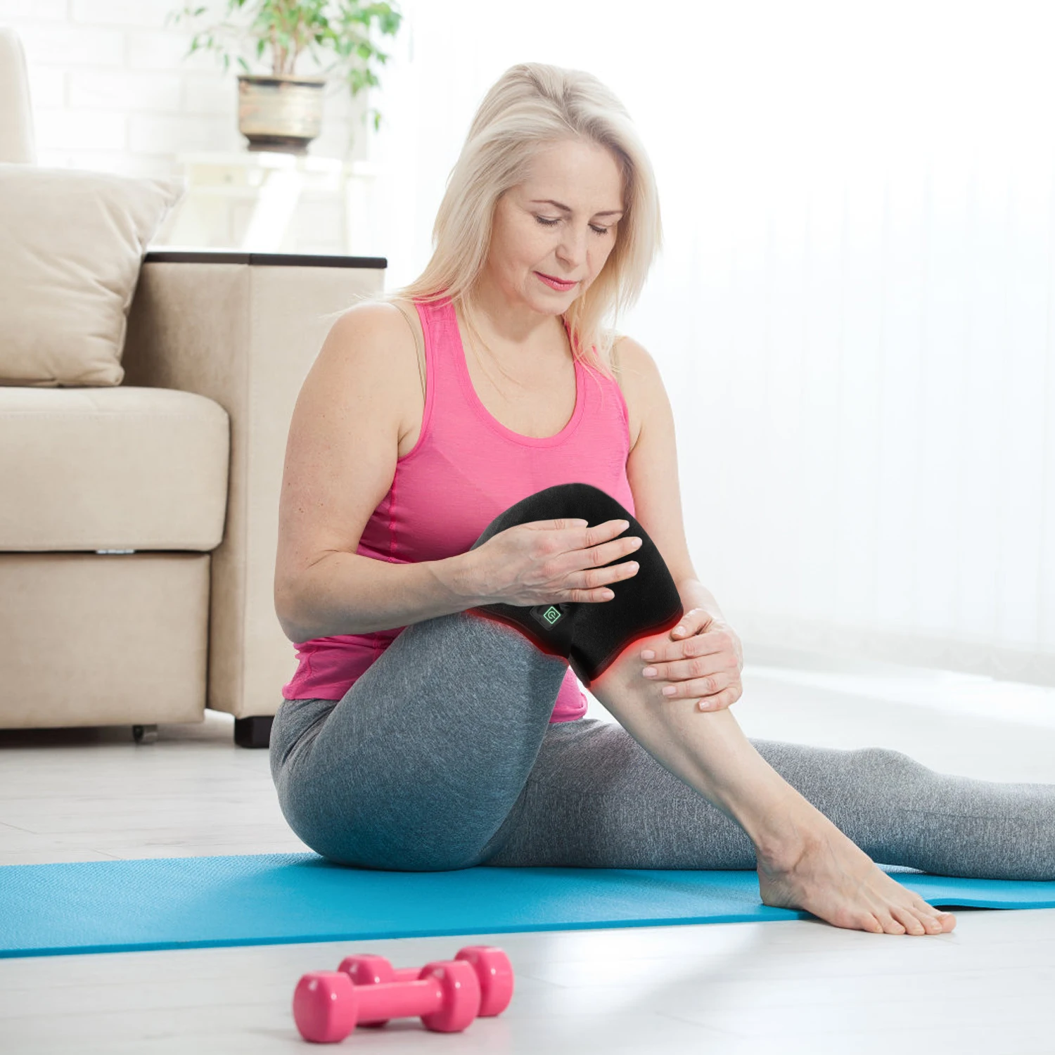 Hot Sale Rechargeable Heating Vibration Joint Pain Relief Knee Massager Infrared Red Light Therapy Knee Massage Belt