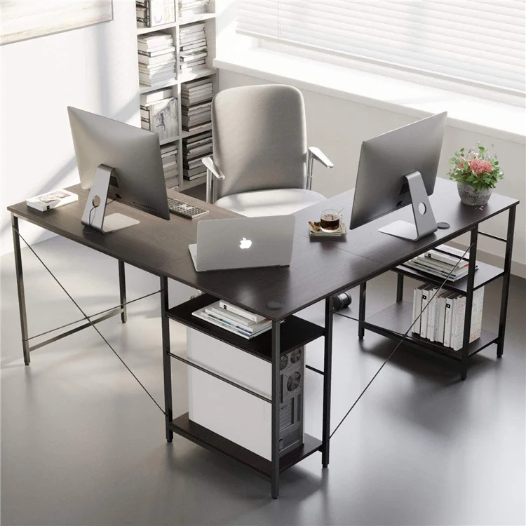 
L Shaped Desk Reversible Corner Computer Desk with Shelf and Stand, Gaming Desks Space Saving Home Office Workstation Table 
