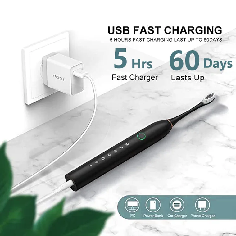 Home adult New 6 speed electric toothbrush  USB charging Rechargeable Sonic Toothbrush  Travel Electric Toothbrush