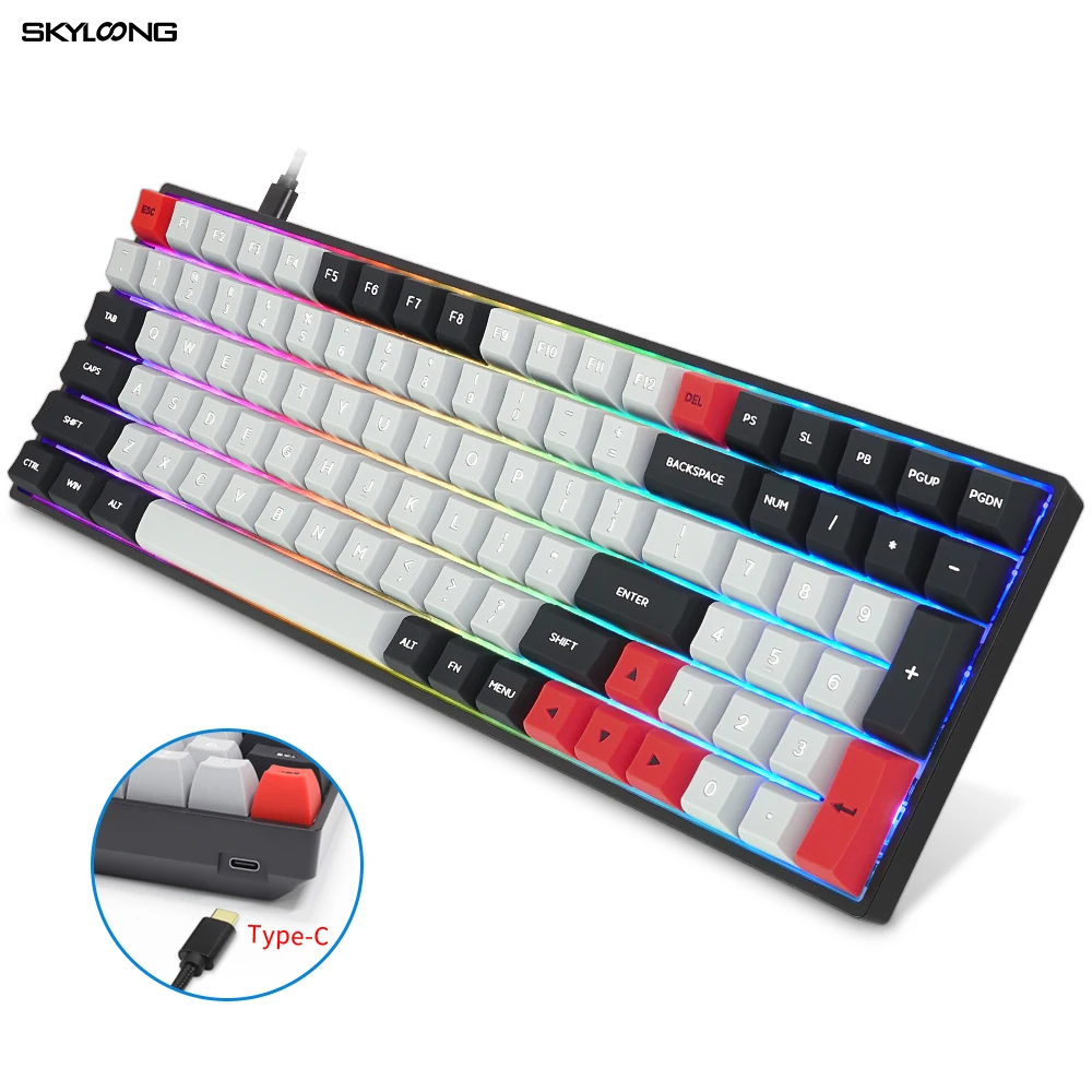  Механическая клавиатура RGB Gateron с силиконовой крышкой черного серого красного