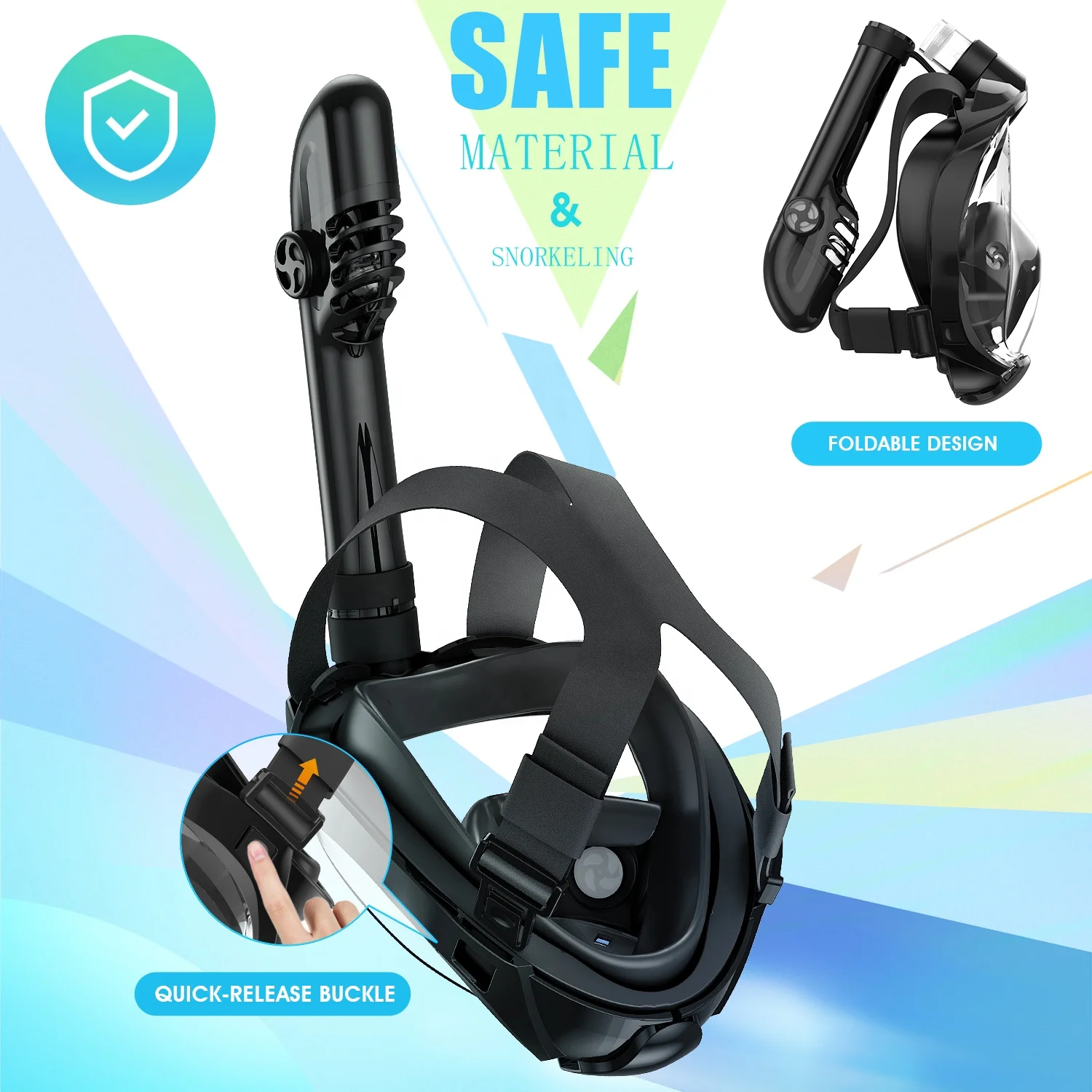 Adult 180 Degree View Full Face Diving Mask Anti-fog Snorkeling Mask Dry Snorkel Swim Mask With Underwater Camera Mount