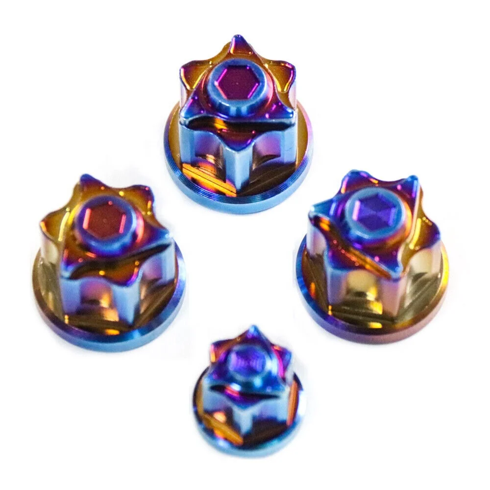 High strength Titanium alloy Nuts M6/8/10/12/14  CNC six star motorcycle flower Nuts Titanium Flange Cup Nuts