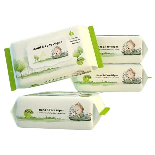 Spunlace Nonwoven Baby Wipes 80pcs Natural Fragrance Free Baby Hand&Mouth Water Wipes