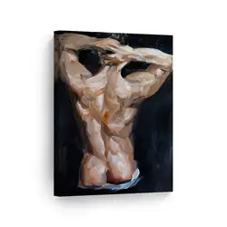Realistic Muscular Man with Sexy Butt Portrait Oil LGBT Painting Poster Half Nude Gay Art For Living Room Decor Bedroom Wall Art