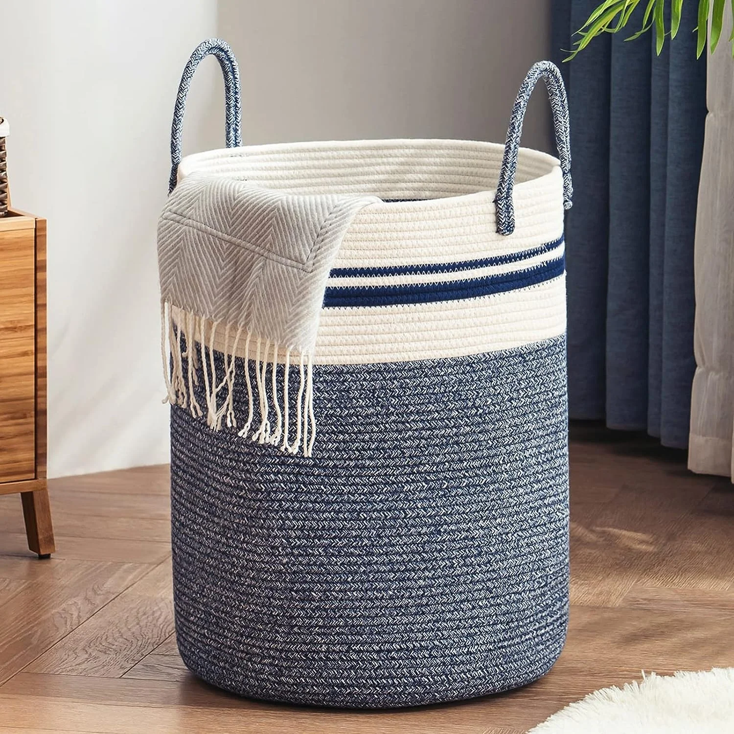free samples 100% natural cotton rope basket baby foldable storage boxes laundry storage basket