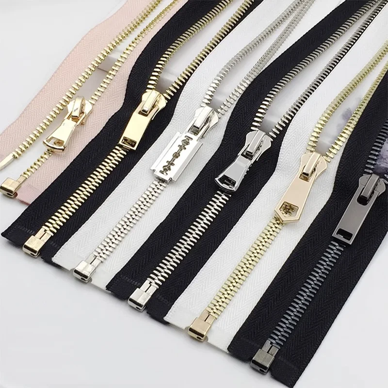 Jacket zip Custom black nickel zipper #8 Corn Teeth silver gunmetal open end Cremallera Metal Zipper