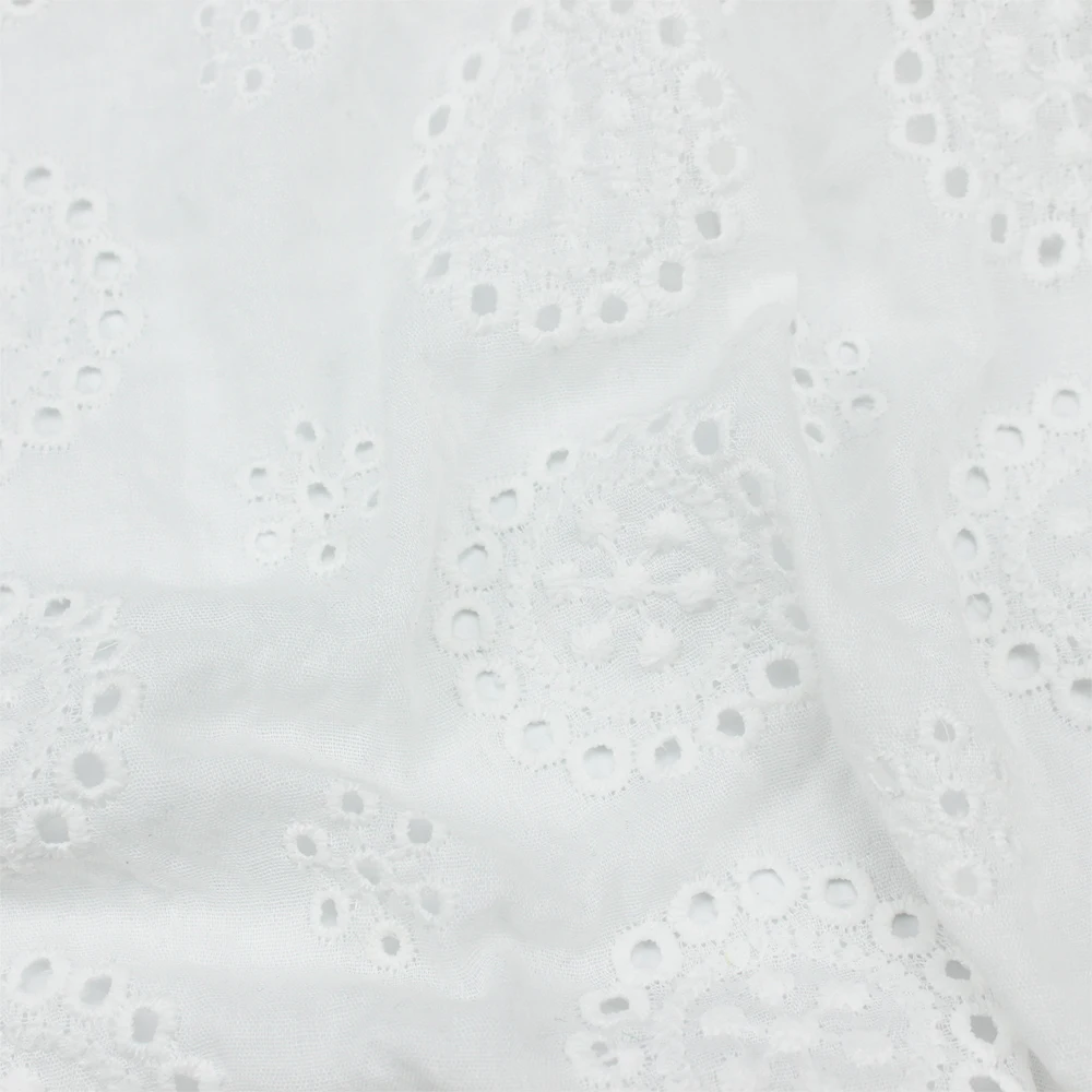 Golden Supplier Cut Work Eyelet Flower Lace 100% Cotton Embroidery Swiss Fabric For Dress