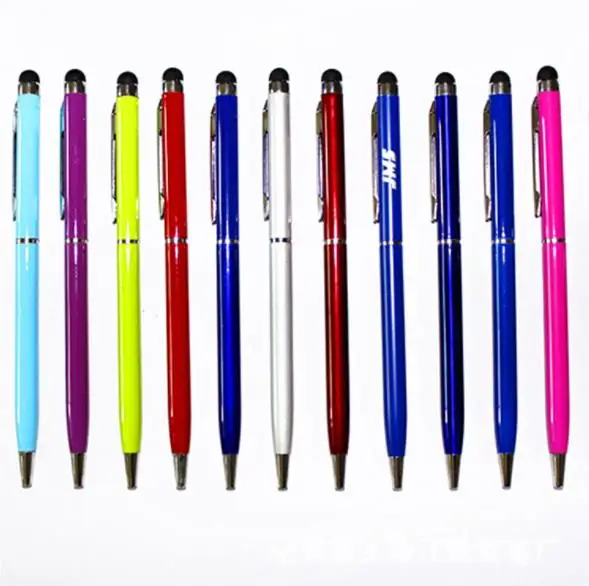 Wholesale Promotional Gift Custom Logo 2 in 1 Soft Touch Ballpoint Pen High Quality Premium Metal Twist Pen with Stylus