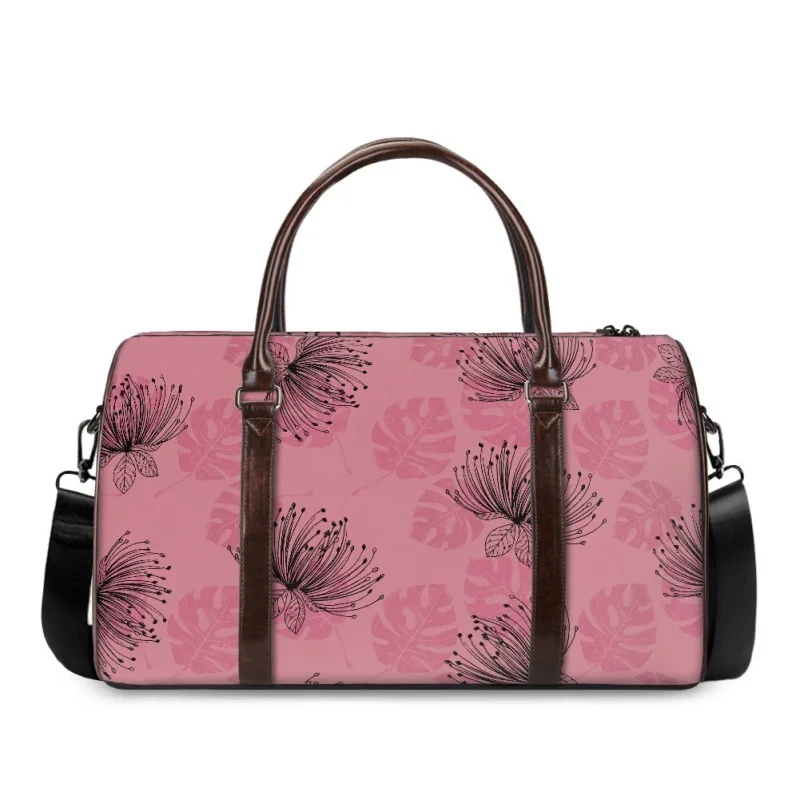 Drop Shipping POD Wanderlust Bag Hawaiian Lehua Pohutukawa Flowers Unisex Travel Handbag Durable Spacious Journey Bag for Men
