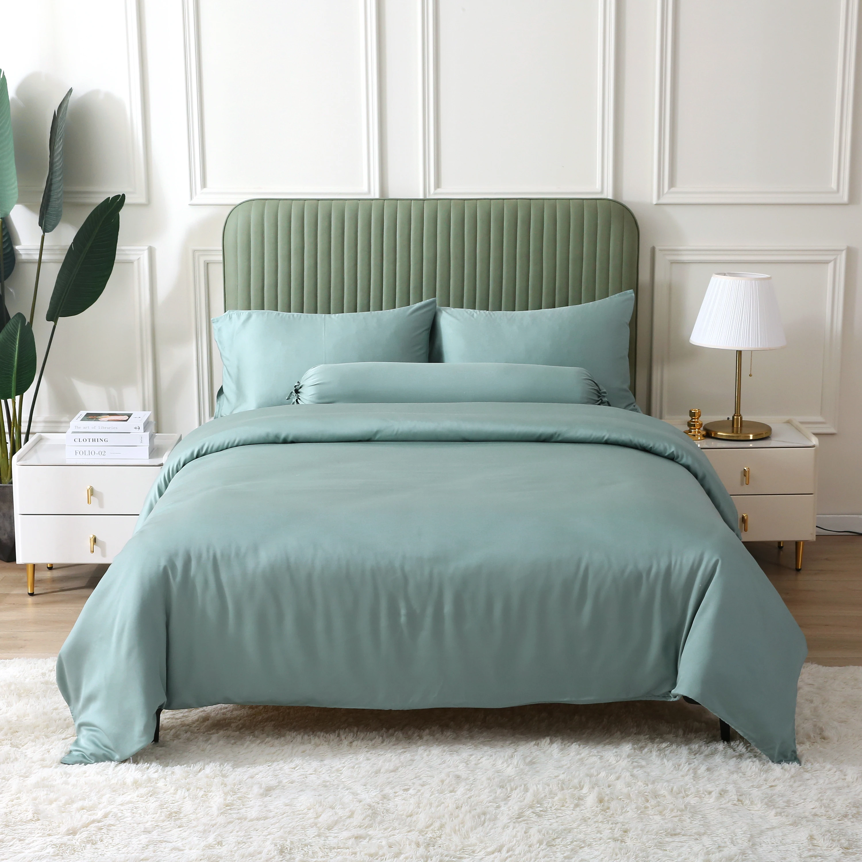 100% Bamboo Viscose Soft and Solid Style OEKO Tex Standard 100 Woven Bedding Set Duvet Cover Set for Cozy Sleep