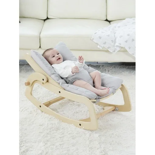 2021 New Wood Baby Bouncer Childhood Wooden Rocking Chair Small Cradle Bed for Baby Balance Rocker Chair Bedroom Furniture