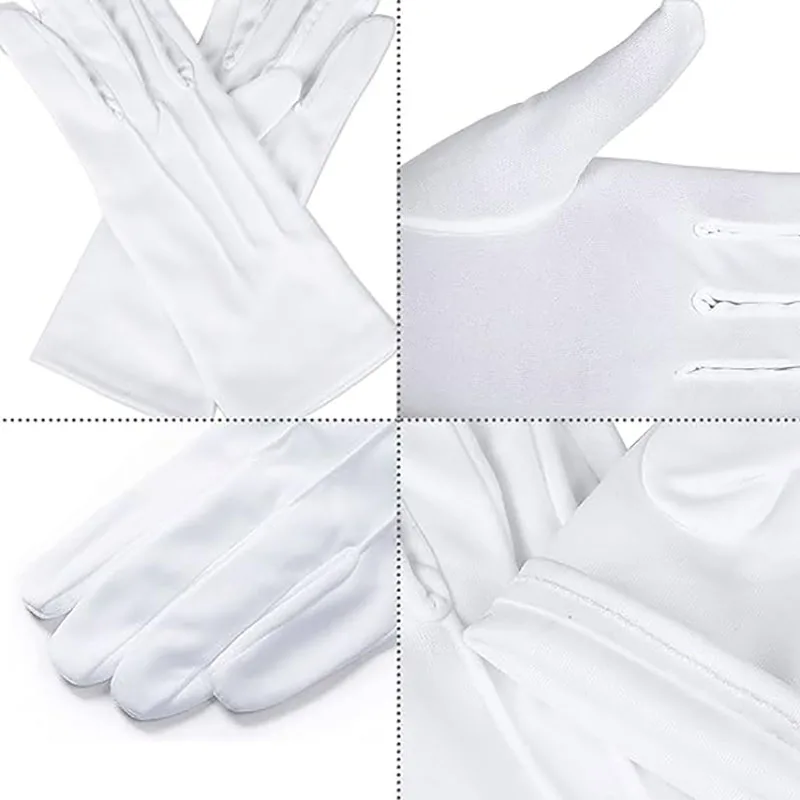 White Nylon Cotton  Waiters Drivers Jewelry Workers Ceremonial Formal Tuxedo Guard Parade Costume Gloves