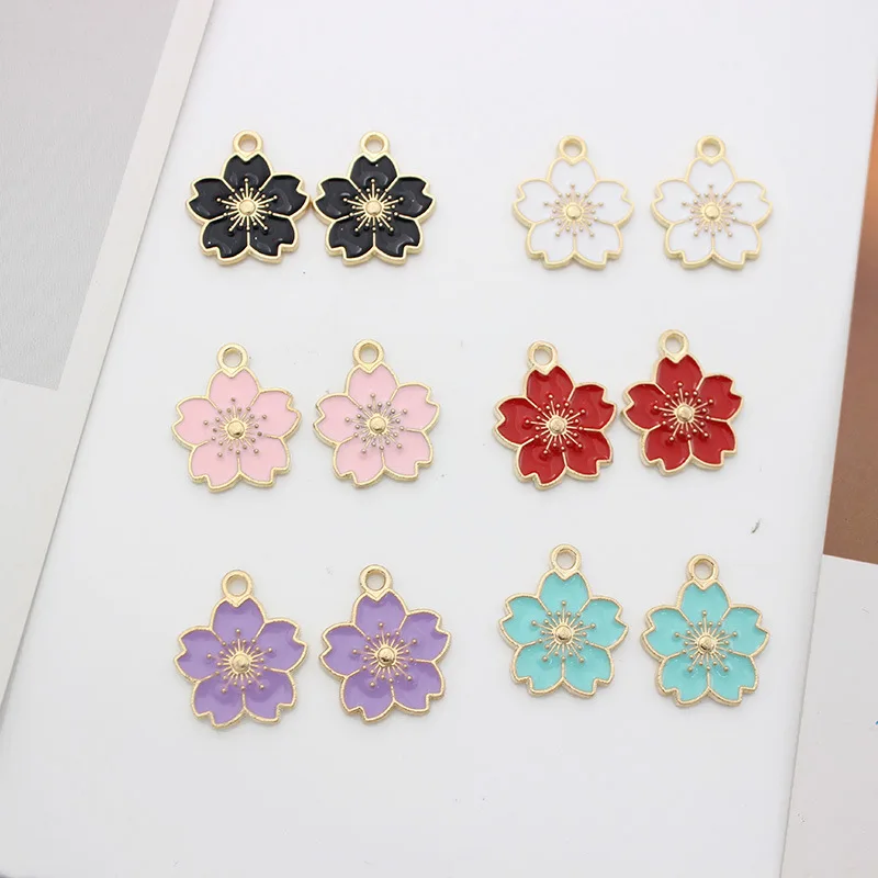 DIY drip alloy  five-petal flower pendant earrings bracelet necklace jewelry pendant flower key Buckle accessories