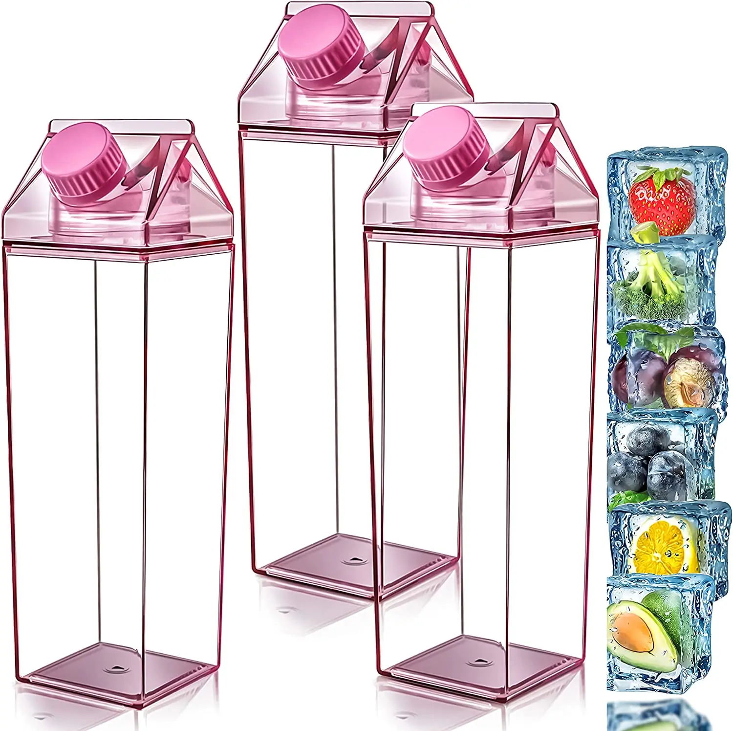 MAYSURE Custom Label 750ml 1000ml Plastic Milk Tumbler Cups Travel Sports Milk Carton Shape Box Bottle With Screw Cap