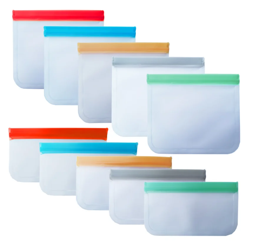
Ecofriendly Reusable Silicone Food Storage Bag Leakproof Food Storage Bags Clear Fresh Keeping bag 