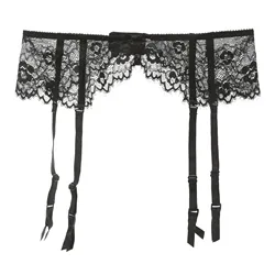 Eyelashes lace garter belt women lingerie set panties matching garter belt