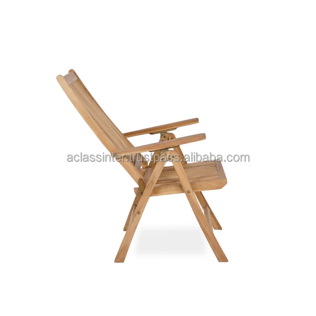 Brigitte Garden Reclining Folding Patio Dining Chair Wooden Teak Outdoor Furniture, Outdoor Bench Set Chair Seat Dining