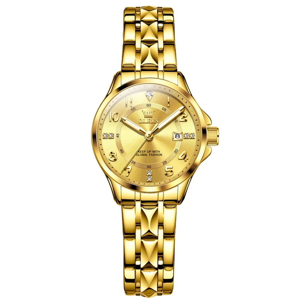 Popular 2910 Quartz Watches for Women Stainless Steel Strap Female Wristwatches Luminous Hands Auto Date Business Watch