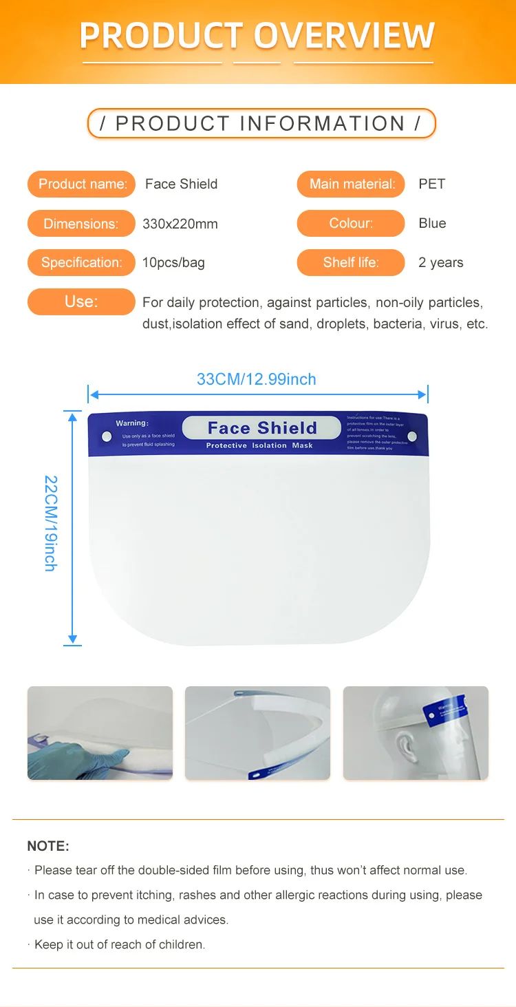 Anti-Fog Personal Protection Safety Sponge Face Shield Visor