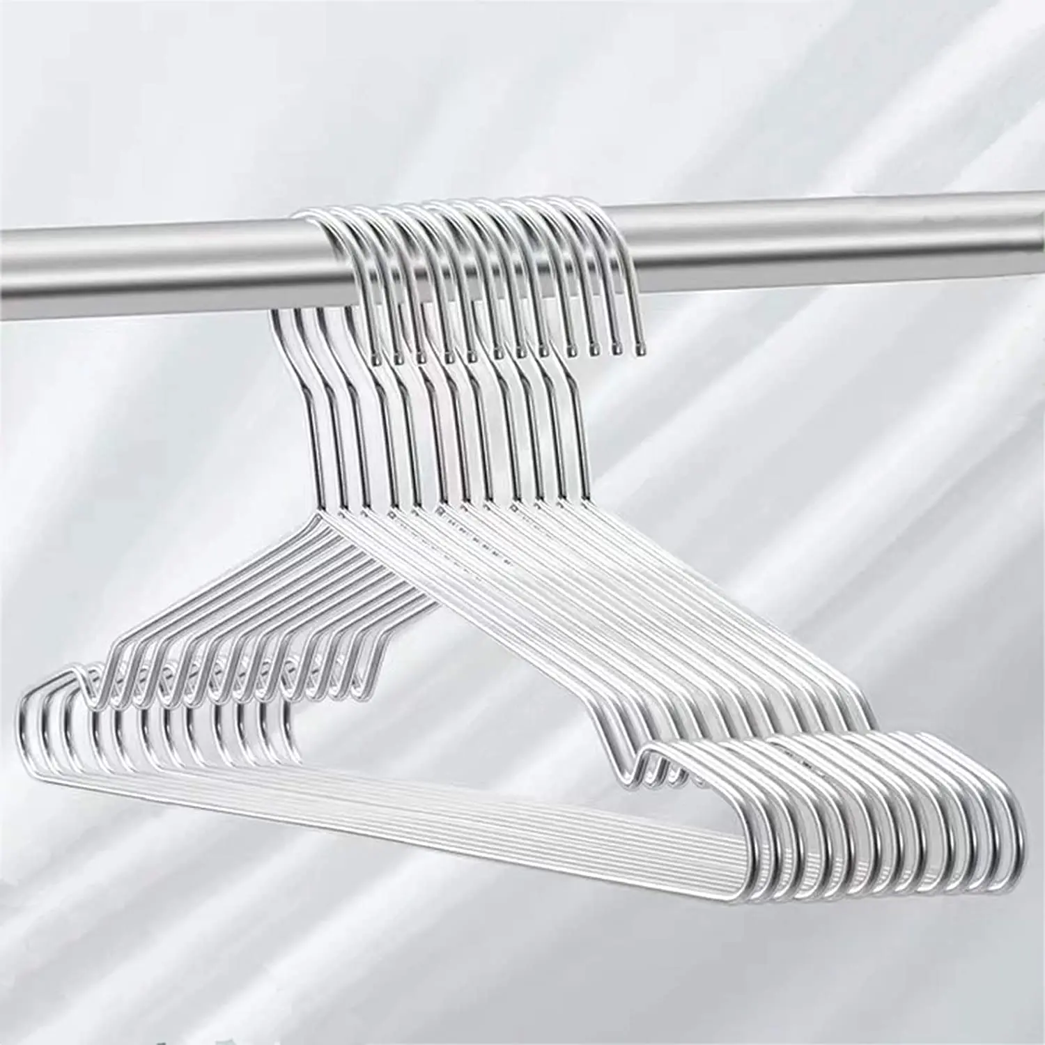 Clothes Hangers Heavy Duty Stainless Steel Hangers with Non Slip Grooves, Ultra Thin Metal Hangers