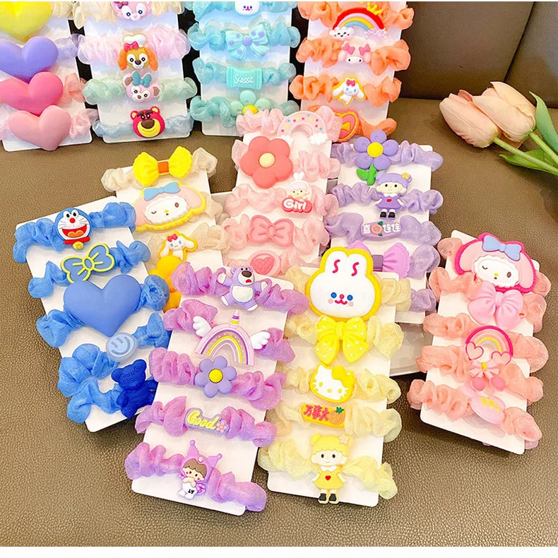 Fashion 5pcs /set   hair scrunchies for children  sweet cartoon  hair ring kids hair accessories set