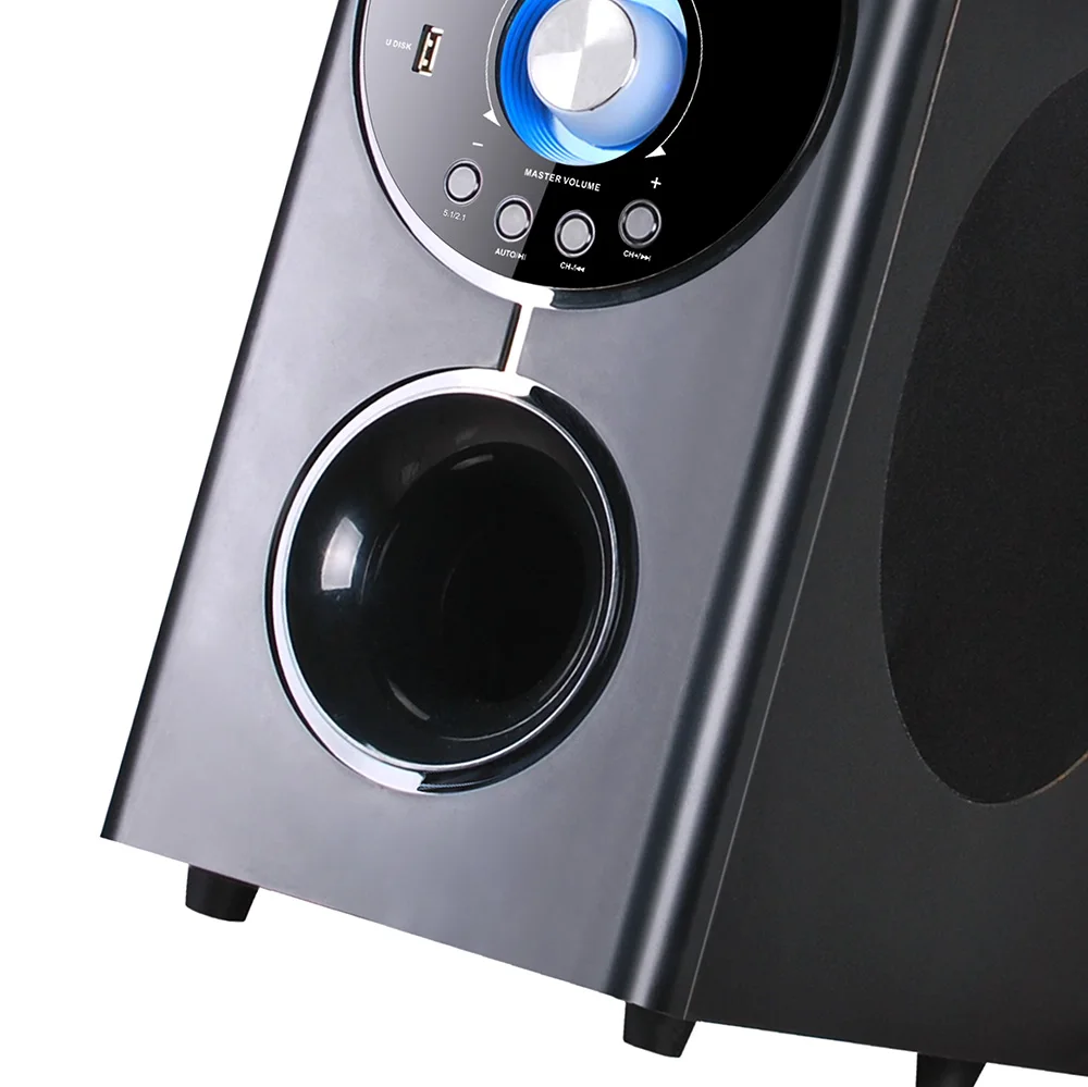 80W fm portable radio wooden Bt subwoofer PC computer multimedia for 5.1 Speaker home stereo system