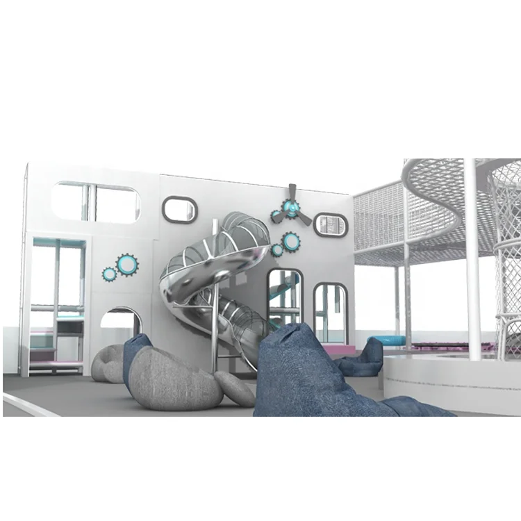 fresh   theme kids net climbing tube slide  trampoline  indoor playground  soft play equipment