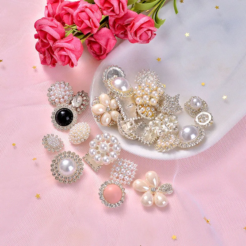Designer Shoe Charms Metal Bling Pearl Shoes Decorations Alloy Jewelry Shoe Accessories For Wristbands Girl Gifts