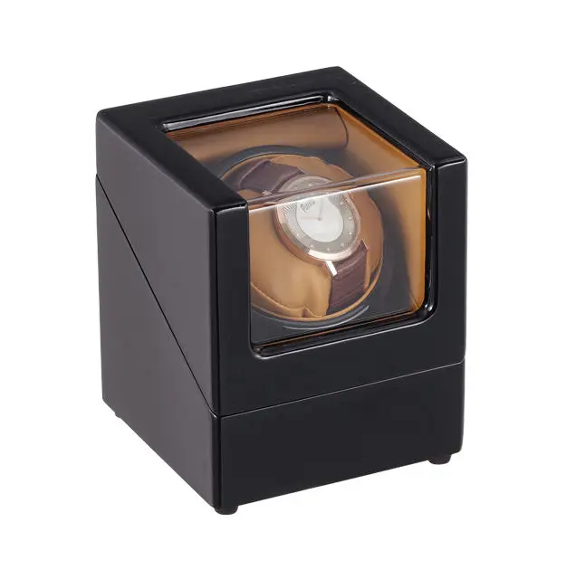 single Wood Luxury high gloss black piano lacquered geen automatic watch winder box safe with open-stop function high quality