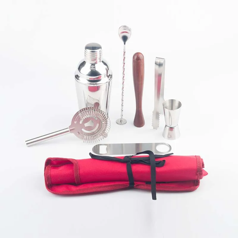 2021 пользовательский роскошный шейкер для смешивания коктейлей, набор для домашнего бара, набор для бармена, набор для бара из нержавеющей стали с сумкой