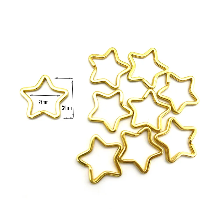Custom Color Keyring Flat Ring Stars Heart Open Ring Handmade Creative DIY Metal Accessories Keychain Keyring Bag Decoration