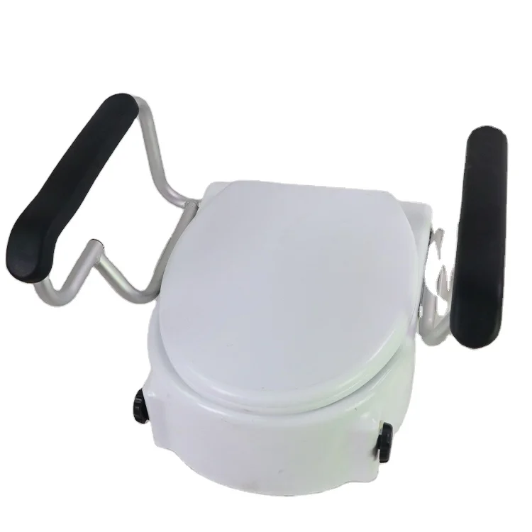 Easy installation HDPE 3 in 1 Commode Removable Raised Toilet Seat with Lid & detachable armrest