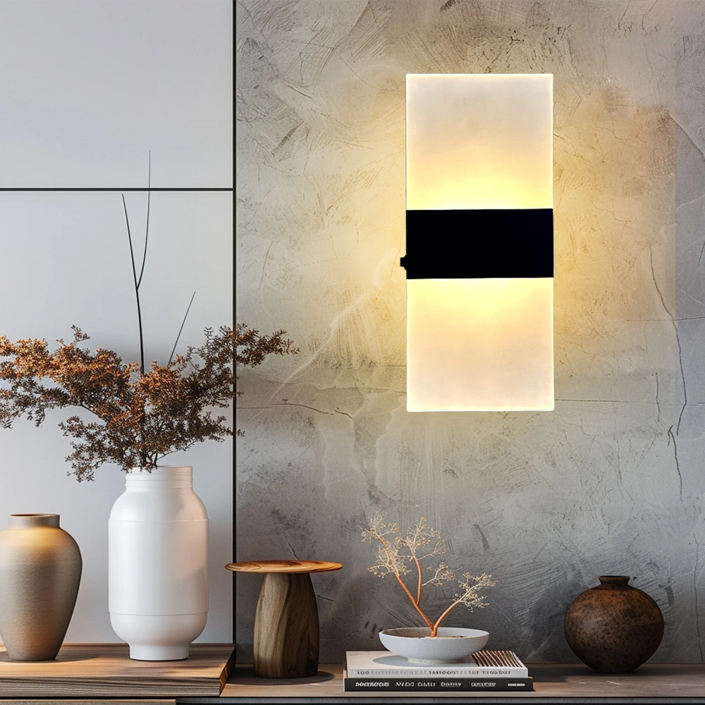 Acrylic Rectangular Rechargeable Wall Lamp Up Down Dimmable For Hallway Stairs Bedroom Bedside LED Magnetic Wall Lamp