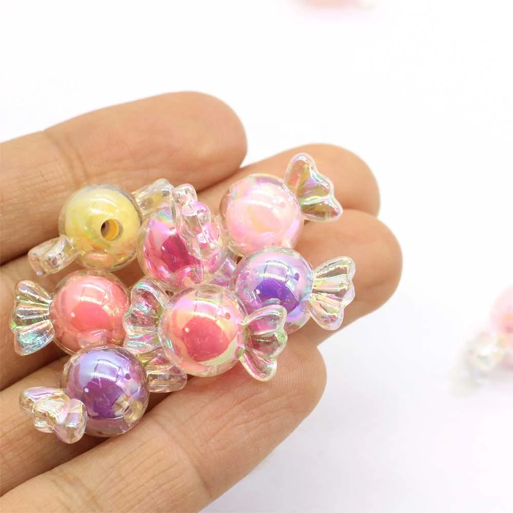 Acrylic Candy Flower Heart Star Beads Shiny AB Color For Jewelry Making Handmade Hair Ring Gifts KidToys Keychain