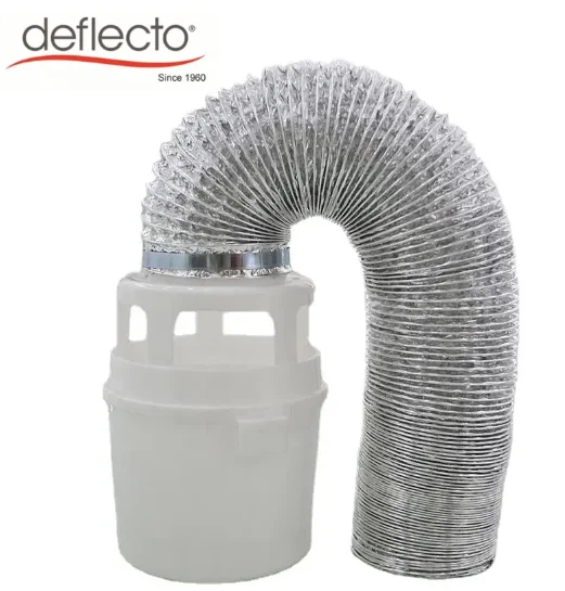 Indoor Dryer Vent Kit 4 Inch Flexible Air Duct White Lint Trap Bucket 4' Hose Clip