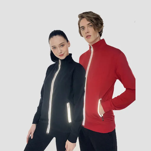 PDEP S-4XL  High quality reflective stripe zipper stand collar sweatshirt Custom logo overalls jacket