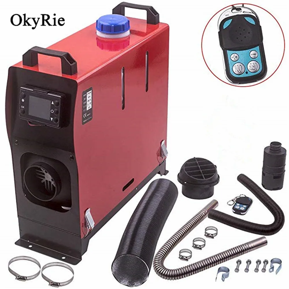 OkyRie 5KW 12V 24V Car Heater Diesel Air Heater All in One with Silencer for Car Bus Trailer RV Diesel Vehicle Parking Heater