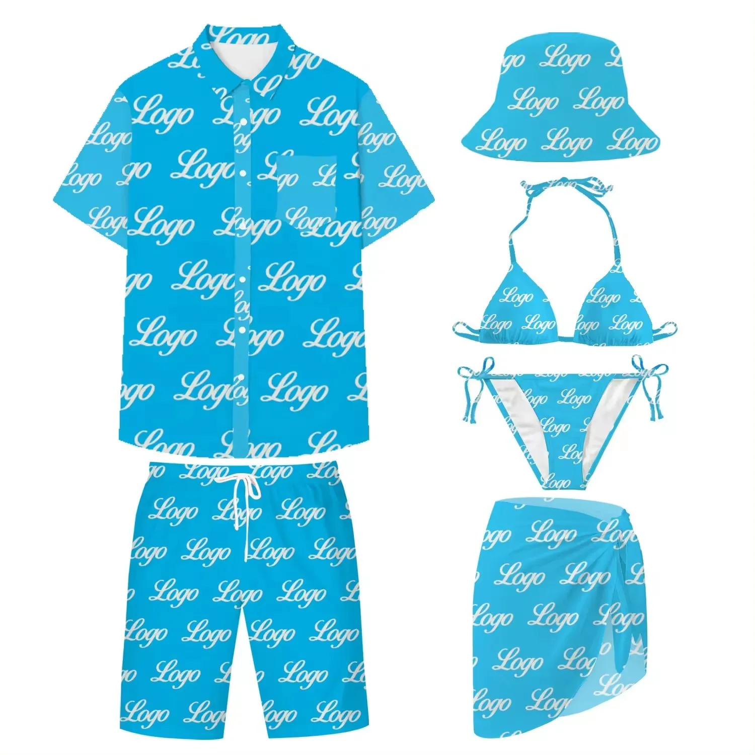 Huilin 2024 Factory Custom Logo Pattern Printed Beach Sarong Pareo Shorts Cover Up Swimwear Beachwear For Women Men