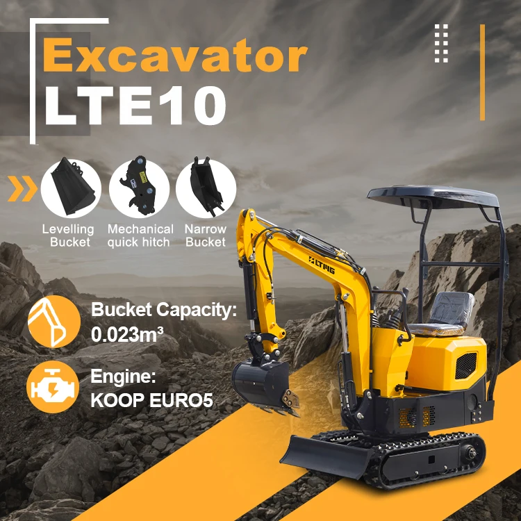 Small Digger Mechanical quick hitch 1ton mini crawler excavator Euro5 Engine in stock
