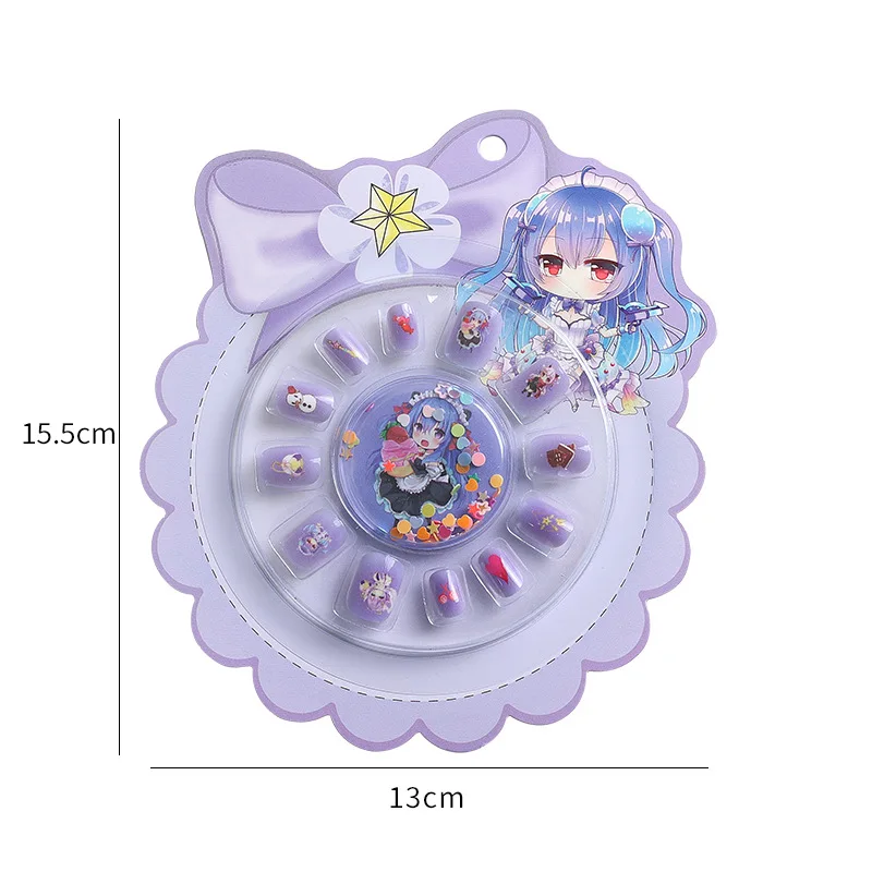 Kids Unique Colorful Rainbow Cute Kids kids press on nails With Glue False Nail Artificial