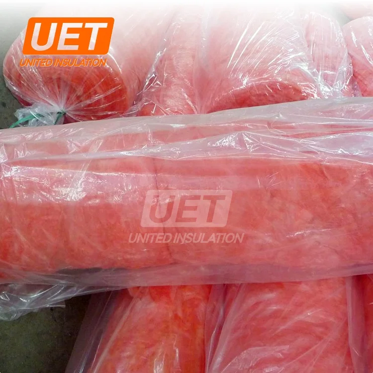 12kg 50mm 90mm 150mm Pink fiber glass wool blanket heating insulation with kraft paper