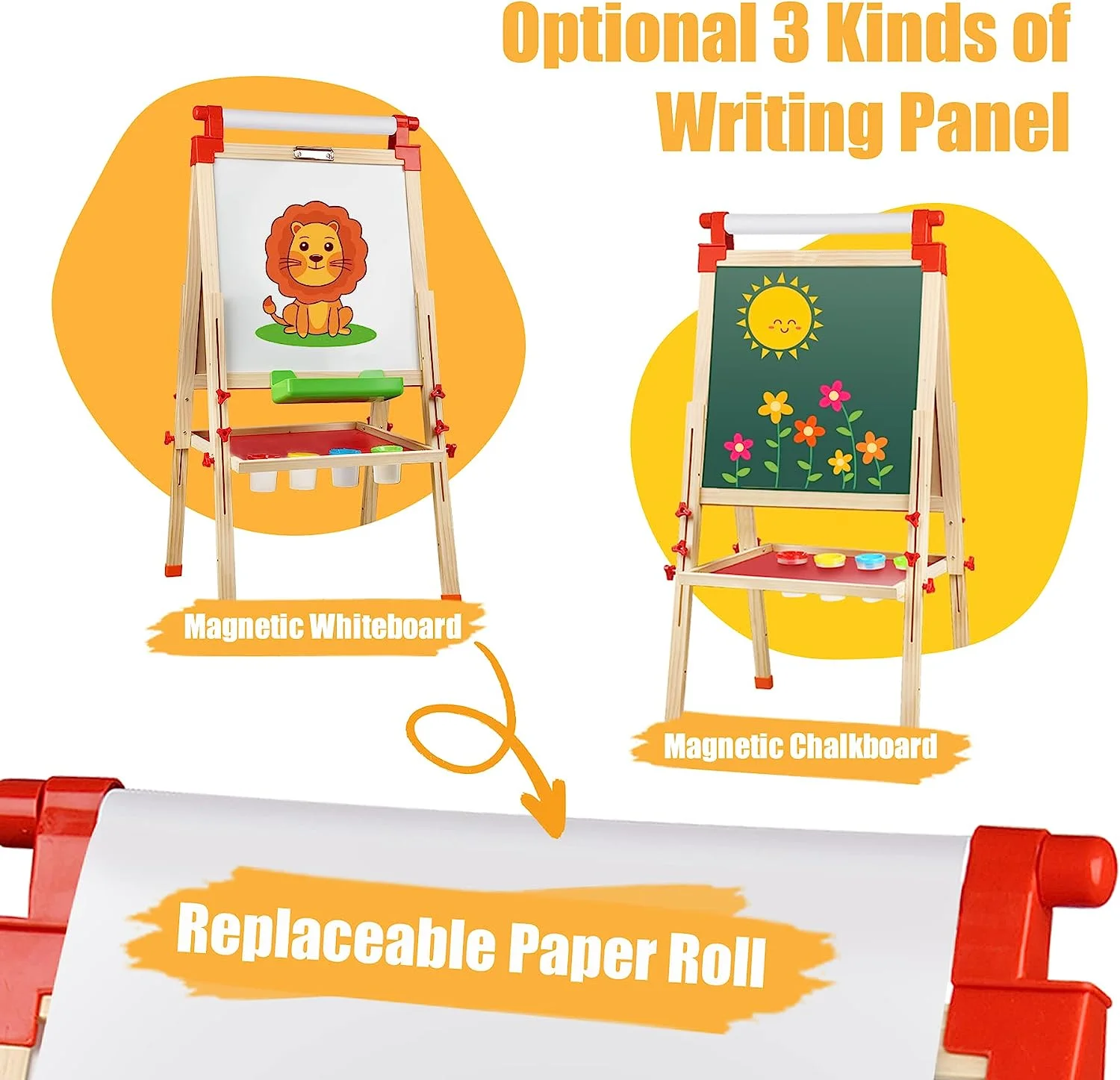 Adjustable Double Sided Drawing Board Whiteboard Chalkboard Kids Wooden Easel With Extra Letters For Kids Painting Drawing