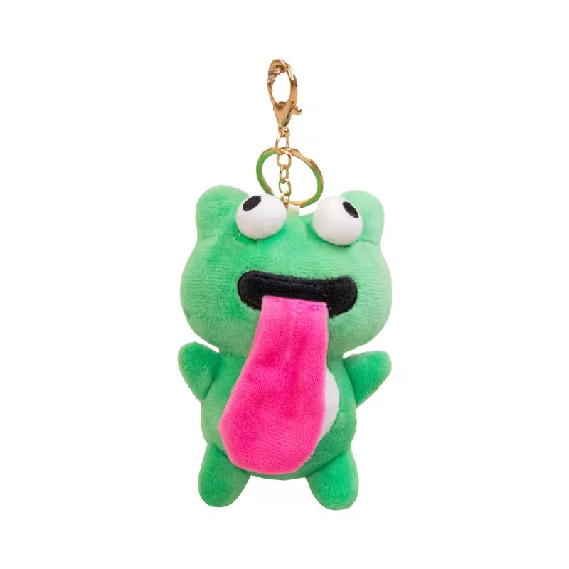 Customized creative tongue-out magnetic frog pendant keychain kiss eyeball pull doll couple frog bag pendant funny gift