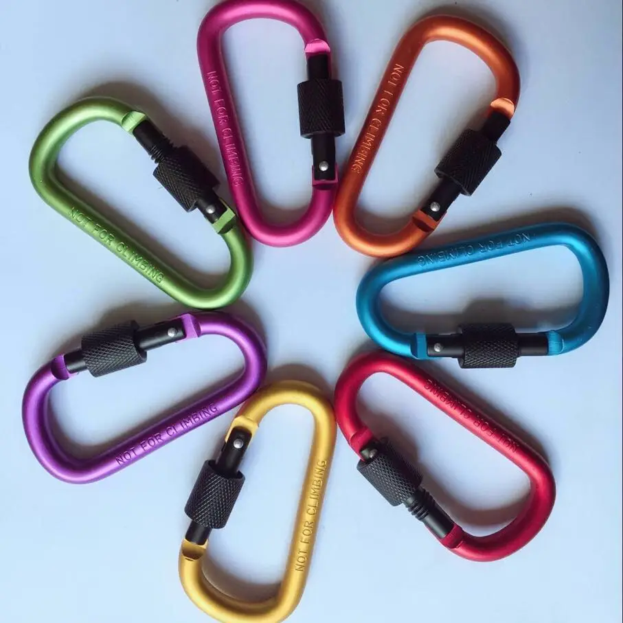 8cm D-Ring Lock Key Camping Hiking Keychain Aluminum Alloy Carabiner