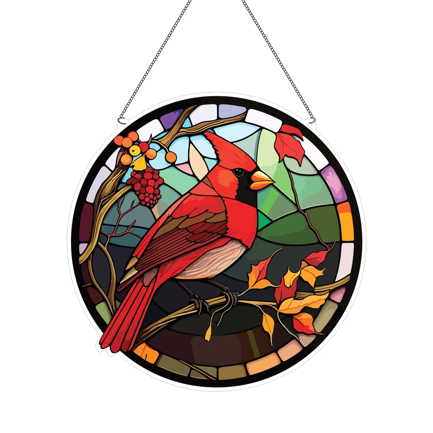 TLB Acrylic Red Bird Round Sheet Door and Window Hanging Wall Outdoor Decorations Transparent Art Deco Birthday Customized Logo