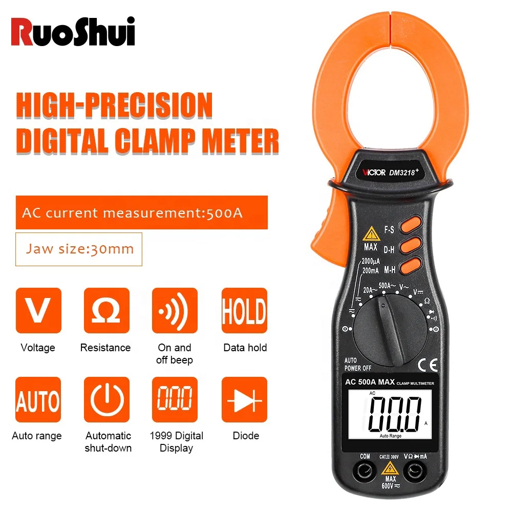 Цифровой мультиметр-зажим VICTOR DM3218 + амперметр постоянного/переменного тока измеритель напряжения автомобильное среднеквадратичное значение тестер емкости и сопротивления